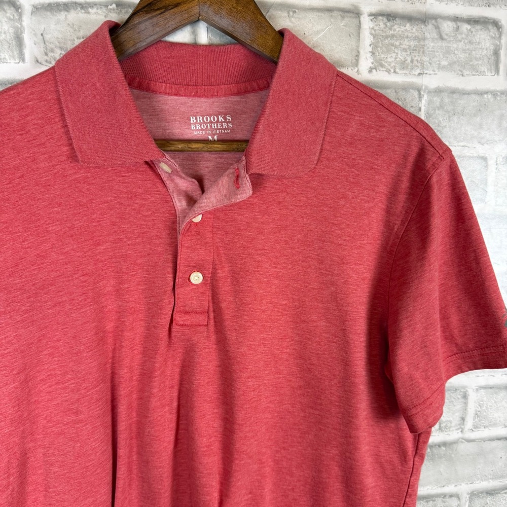 Brooks Brothers Mens Red Supima Cotton Short Sleeve Polo Shirt Size MEDIUM
